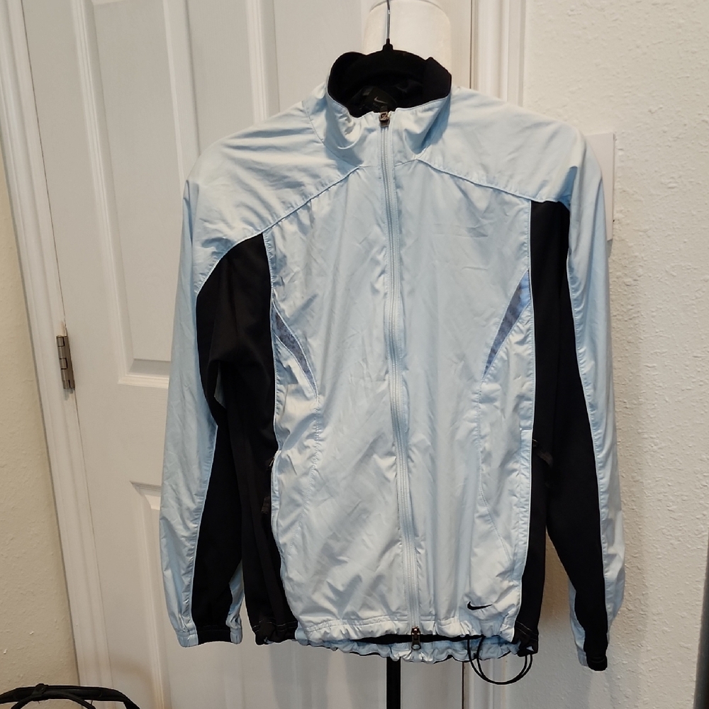Nike Men's Light Blue and Black Jacket. M Dual Zip Y2K